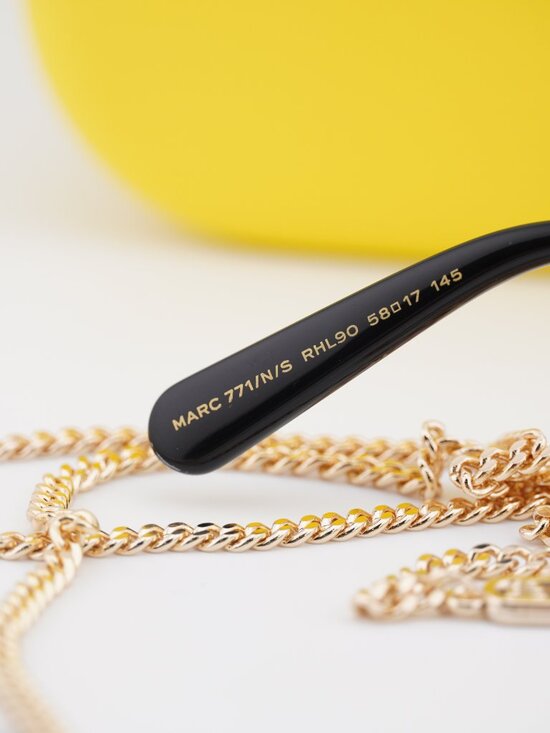 Marc Jacobs MARC 771/N/S 0RHL 9O Rectangle Sunglasses - Gold with Gold Chain
